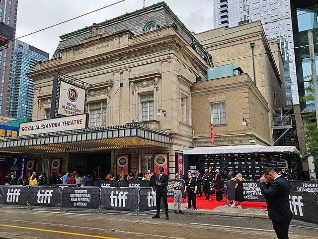Hollywood actors and fans gather around the Royal Alexandra Theatre on King Street West in Toronto.